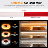 IP68 Waterproof COB LED Neon Strip Light (12V / 24V, 320 LEDs/m) - Flexible Outdoor Garden Decor Ribbon Tape in White, Red, Blue, Green & Pink