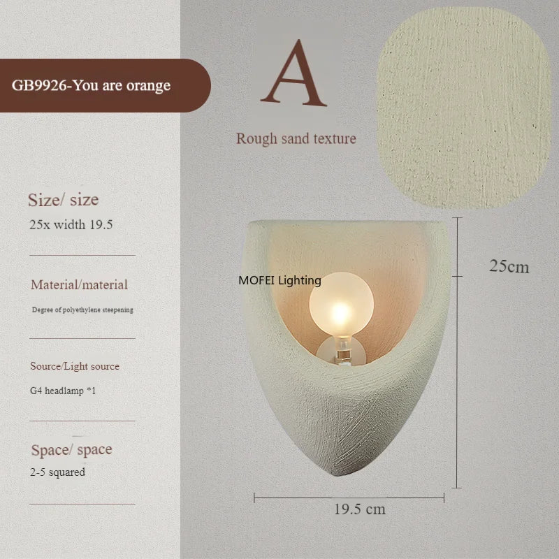 2026 Latest Nordic Lamps Middle-aged Style Wabi Sabi Style Coffee Shop Creamy Wall Lamp Resin Bedside Reading Light Home Decor