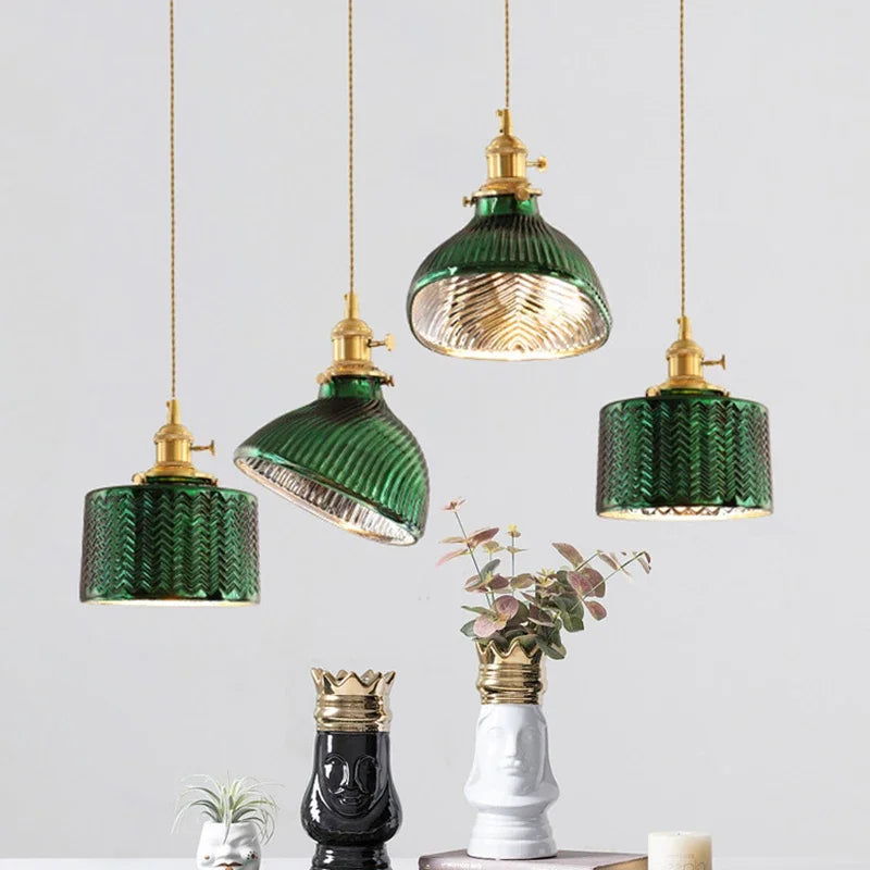 Nordic Green Minimalist Glass Light Chandelier Creative Wall Lights Personality Brass Decors Sconce Bedroom Bedside Dining Room