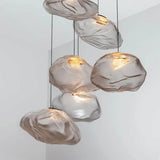 Nordic Designer Smoke Gray Cloud Glass Hanging Chandelier Hotel Living Room Art LED Pendant Lamp Staircase Decor Lights Fixtures