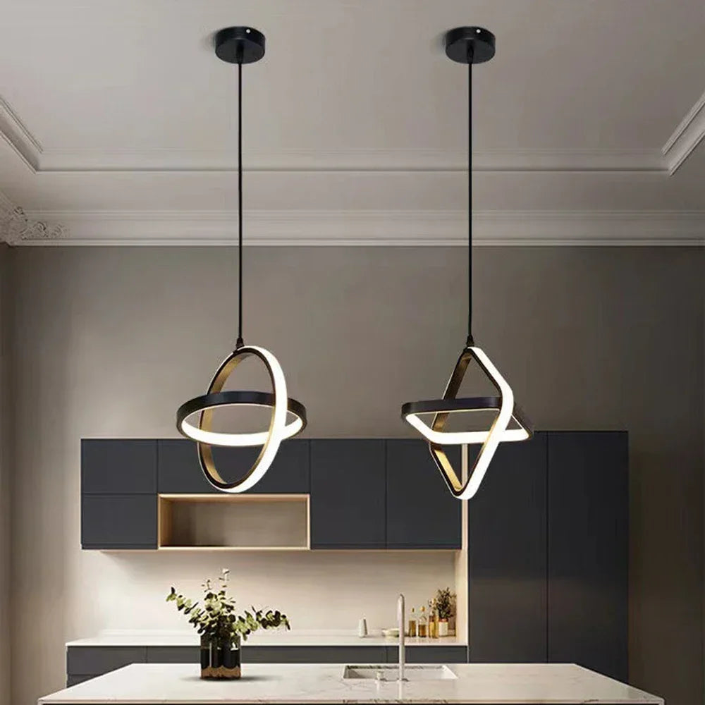 Modern Led Pendant Lights Black Chandelier For Dining Room Bedroom Bedside Pendant Lamp Home Dining Table Room Decor Hanging Lamp