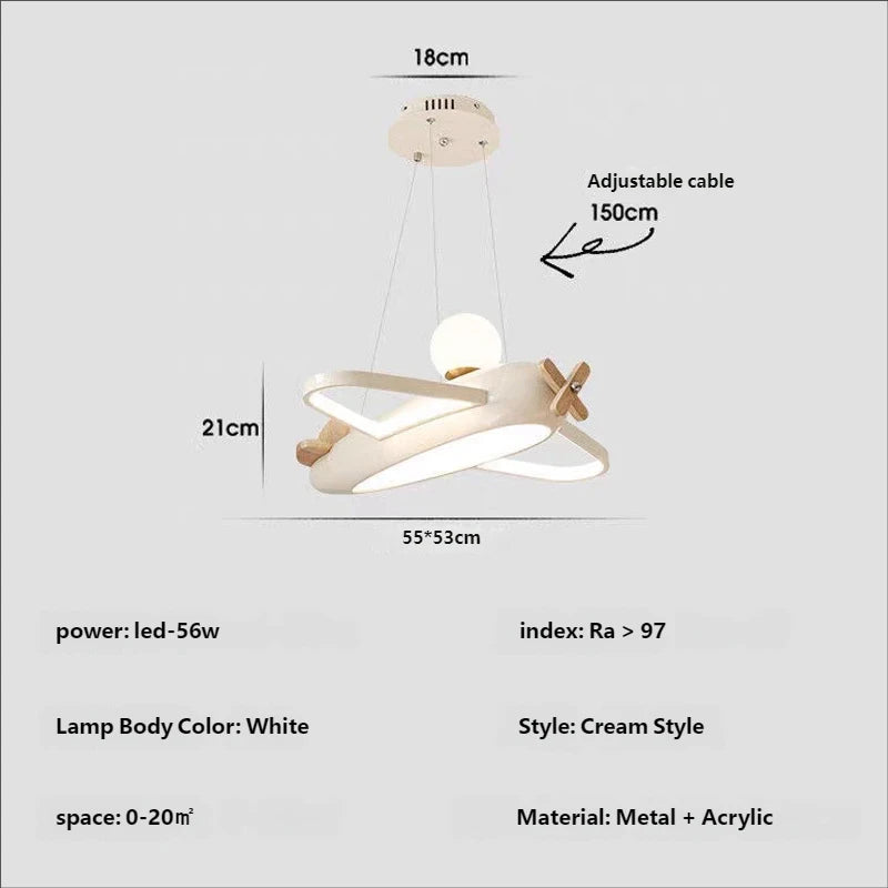 2026 Children's Room Airplane Chandelier - Creative LED Bedroom Pendant Light