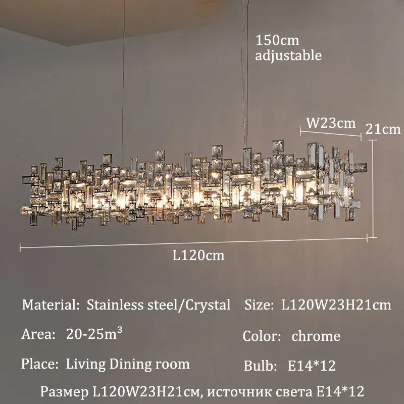 Luxury Chrome LED Crystal Chandelier - Modern Ceiling Pendant Light Fixture