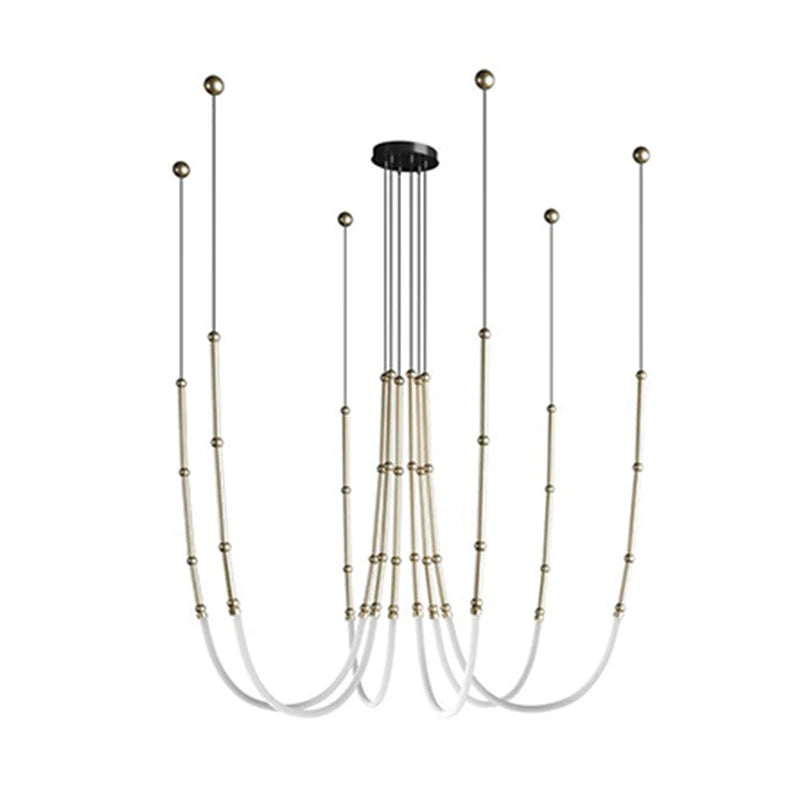 Modern Art Bar Counter Chandelier Restaurant LED Hanging Lamp Simple Line Home Decor Pendant Light Lobby Pendant Light Lamparas