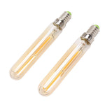 2Pcs E14 LED Tubular Light Bulbs - 4W 2300K Warm Amber T20x120 Filament Lamp