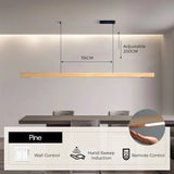 LED Hand Sweep Sensor Pendant Light Black Walnut Wood Modern Hanging Lamps for Dining Living Room Kitchen Office Celling Lamp