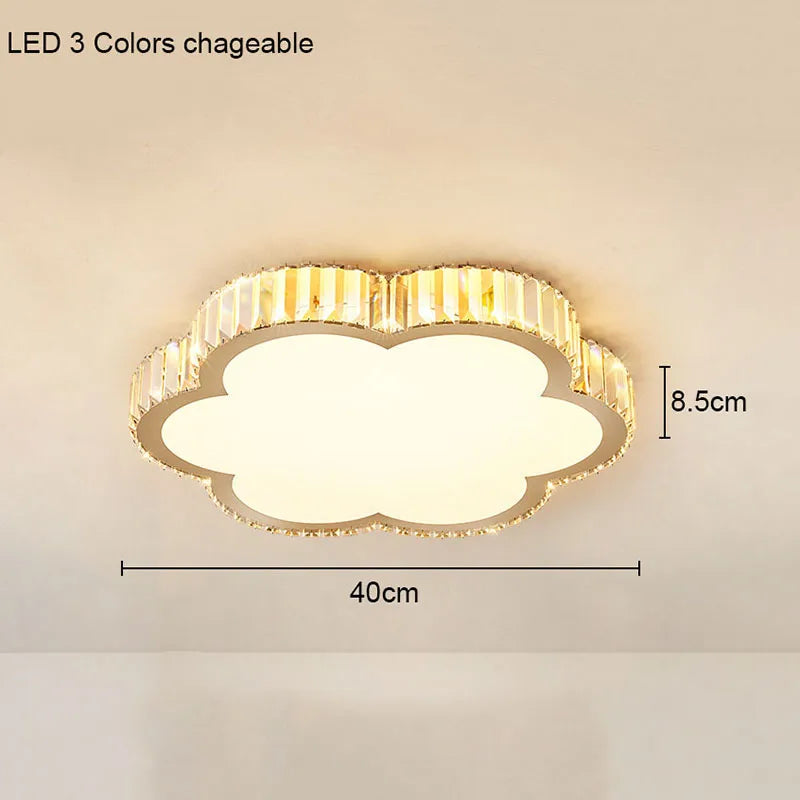 Modern Geometric Crystal Ceiling Light - Round & Square LED Lamp for Bedroom