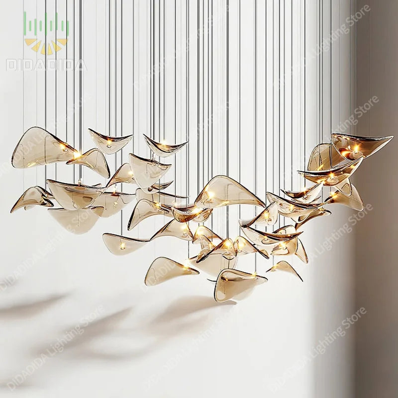 2026 New French Clear Glass Lustre Chandelier, Custom Hardware Pendant Lamp for Duplex Stairwell, Elegant Light for Ceilings