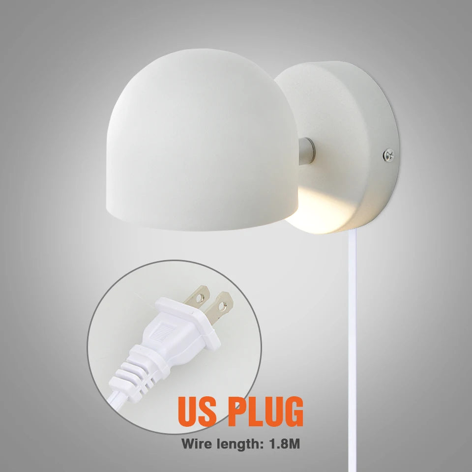 LED Wall Lamp With Switch And EU/US Plug Wall Lights for Home 350° Rotatable Indoor Living Room Bedroom Bedside Sconce Decorate