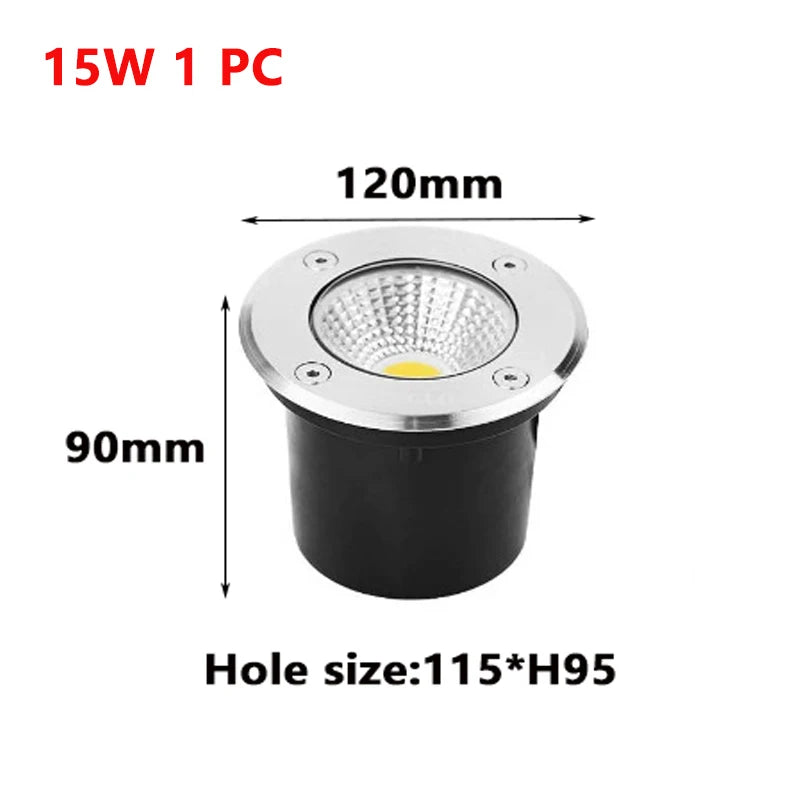 IP67 Outdoor Waterproof Led Light Garden Underground 5W 10W 15W Buried Garden Path Spot Recessed Underground Lamps Warm White