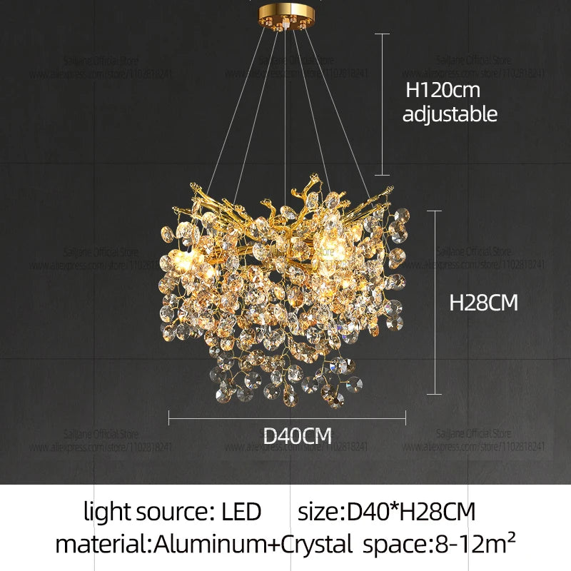 Modern Luxury LED Crystal Chandelier - Elegant Hanging Light for Living Room