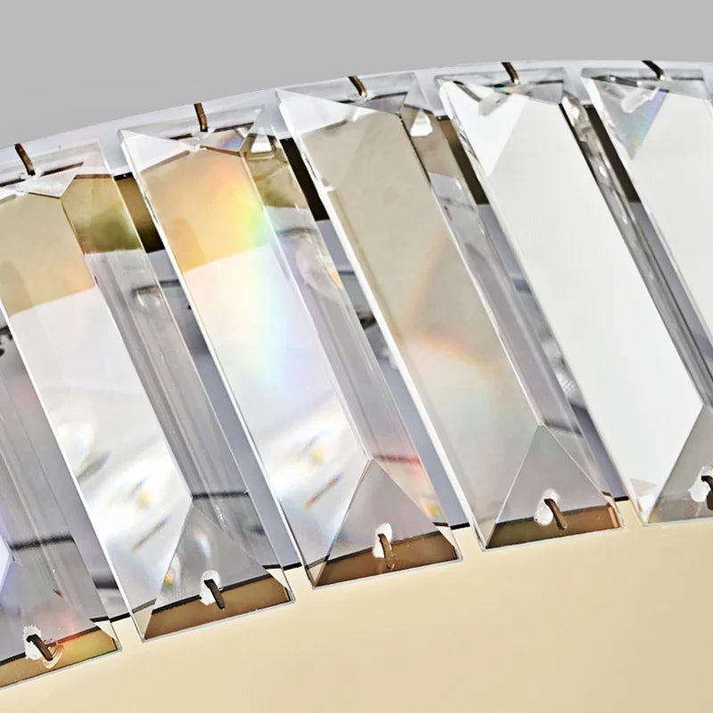 Modern Geometric Crystal Ceiling Light - Round & Square LED Lamp for Bedroom