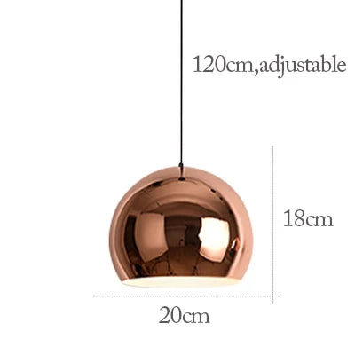 Nordic Rose Gold Pendant Lights Plated Metal Hanging Lamp Fixtures Dining Room Kitchen Island Bar Café&#39;s Indoor Decors Lighting E27