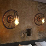 Retro Wheel Wall Light - Vintage Industrial Accent Sconce Lamp for Restaurant, Bar & Cafe