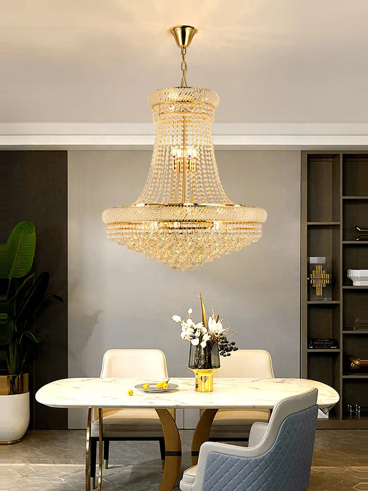 Hanging Lamps Lustre Suspension Luminaire Lampen For Living Room Luxury Round K9 Crystal Gold 2025 Ceiling Chandelier Lighting