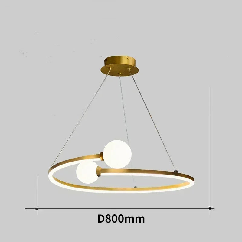 Nordic Minimalist Ring Pendant Lamp Dimmable for Table Dining Room Kitchen Island Bedroom Chandelier Lustre Lighting Fixture