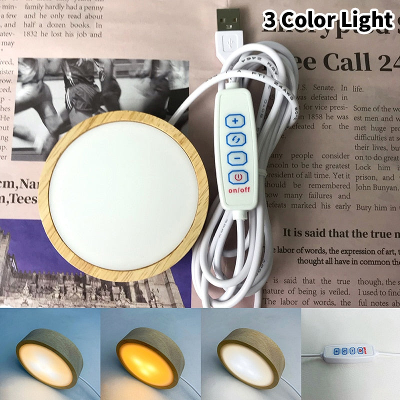 Rechargeable Remote Control Wooden LED Light Rotating Display Stand Lamp Holder Lamp Base Art Ornament New