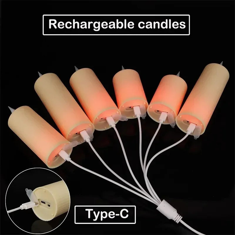 6Pc Rechargeable Flameless LED Candle Waterproof LED Flickering Candles Tea Lights with Remote Timer for Wedding Christmas Decors