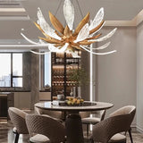 French Luxury Living Room LED Chandelier Bedroom Hotel Villa Glass Art Highend All Copper Pendant Lamp Designer Restaurant Light