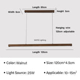 Nordic Long Wood Strip LED Pendant Light Dining Table Lamp Minimalism Suspension Chandelier Living Dining Room Lighting Fixture