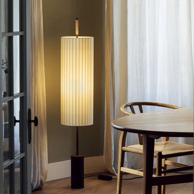 Japanese Style Minimalist Tatami Fabric Led Floor Lamp Nordic Study Living Room Home Decor Standing Light Bedroom Bedside Lamp