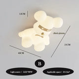 Nordic White Bear Lamp Children's Room LED Ceiling Lamps Minimalist Creative Boy Girl Bedroom Youth Room Decor Lights