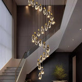Modern Home Decoration Crystal Ceiling Lights Chandelier Staircase Pendant Lamp Living Room Hanging Lights Interior Lighting