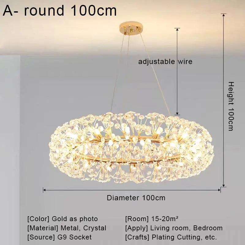 Nordic Crystal Led Ceiling Pendant Lamp Modern Clear Crystal G9 LED Lamp for Dining Room Bedroom House Decor Suspension Lamp