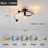 Creative Magic Bean LED Molecular Chandeliers Green Blue Grey Modern Glass Ball Ceiling Light Restaurant Table Room Chandeliers