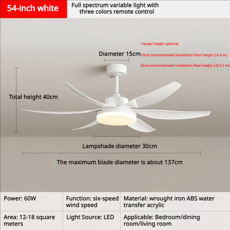 Vintage Walnut Wood Ceiling Fan with Light - French Retro Fan for Living Room