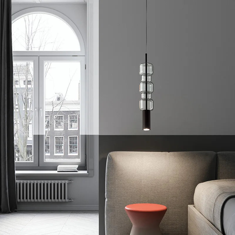 Modern Clear Glass Pendant Lamp Gold Black Metal Hanging Light Fixtures Drop Shipping For Dining Room Kitchen Bar Shop Bedside