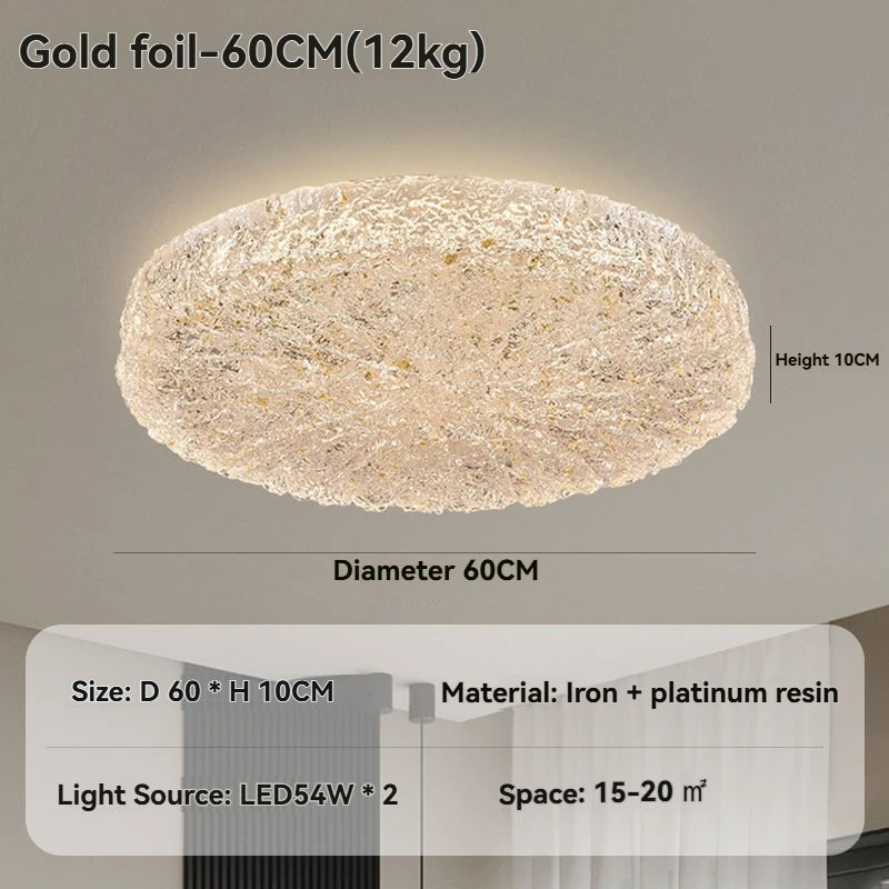 Minimalist Resin Ceiling Light Gold Luxury Led for Bedroom Living Room Decor 40cm 50cm 60cm Round Ceiling Lamp