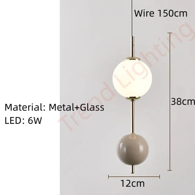 Colorful Ball LED Pendant Light White Glass Ball For Bedroom Dining Room Kitchen Hanging Lamp 4000K Wire Adjustable