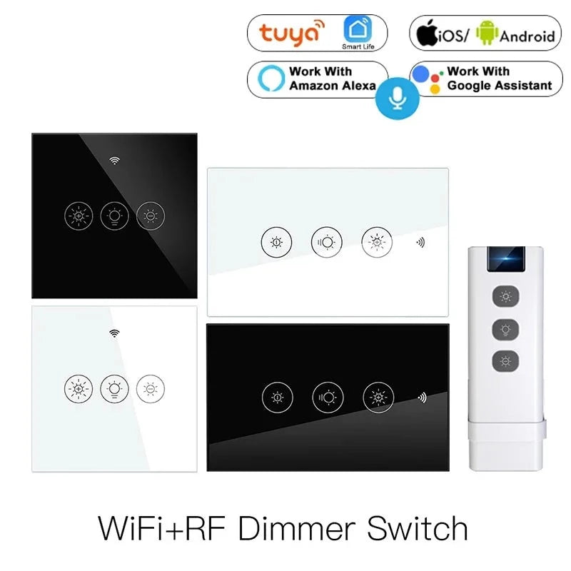 Tuya WiFi RF Smart Light Dimmer Switch 2/3Way Multi-Control Smart Life APP Remote Control Work with Alexa Google Voice Control