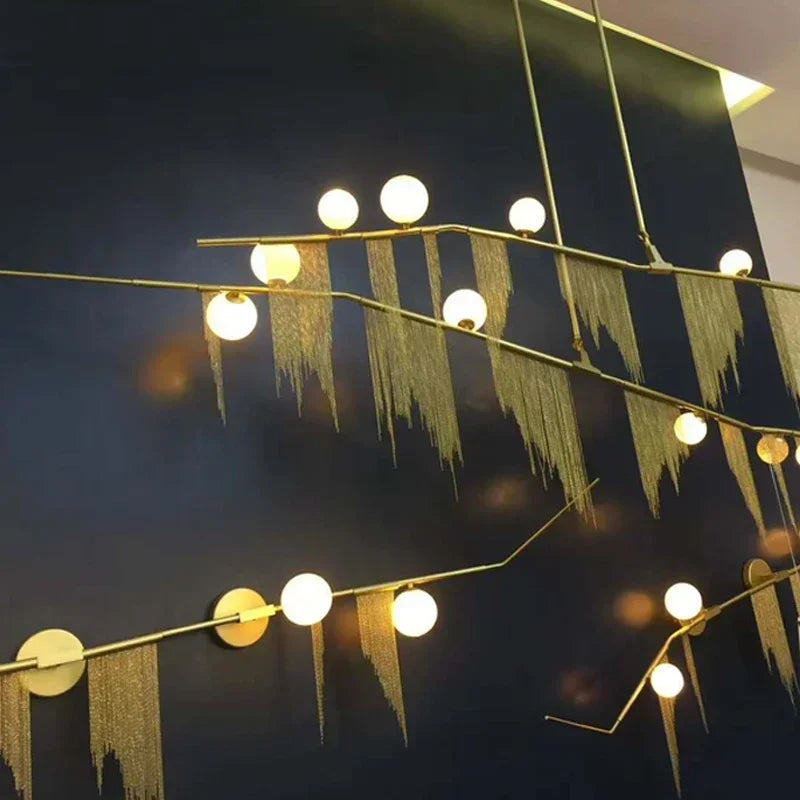 Designer G9 Chandelier Gold Tassel Led Glass Pendant Chandelier Lighting Living Room Rod Hanging Lamp Fixtures Room Decor