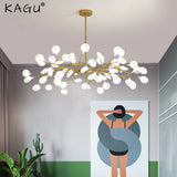 Modern LED Firefly Chandelier - Nordic Gorgeous Leaf Pendant Lamp for Living Room
