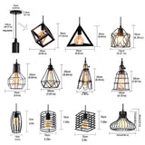 Modern Cage Pendant Light E27 Iron Minimalist Vintage Scandinavian Loft Pyramid Pendant Lamp Metal Hanging Ceiling Lamp Fixtures