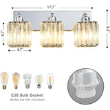 Modern Bathroom Vanity Light Fixture 3-Light Chrome Crystal Lighting Over Mirror Dimmable E26 Compatible Easy Install Home