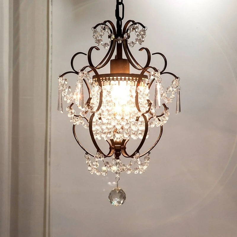 American Entrance Crystal Retro Chandelier Personalized Creative Aisle Entrance Corridor Foyer Cloakroom Bar Restaurant Light