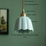 IWHD Home Design LED Pendant Lamp Balcony Reading Dining Room Japan Style Gold Copper Patterned Ceramic Hanging Lights Hanglamp