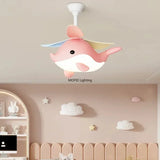 2026 New Nordic Fan Pendant Lamp Creative Airplane Cartoon Fish Children's Bedroom Chandelier Personality Fan Light Fixture