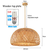 Handmade Vintage Pendant Lamp Bamboo Restaurant Café Chandeliers Wood Base E27 Bulb Lighting Hotel Bedroom Interior Classical