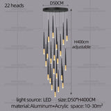 New Luxury Chandelier Nordic Conical Light Modern Living Room Duplex Attic Long Pendant Light Villa Staircase LED Pendant Light