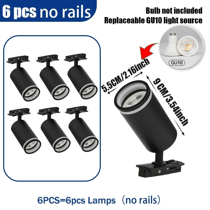 GU10 Track Light LED Interior Decoration Smart home Hallway Shop Rail Ceiling Lamp Fixture Replaceable Bulbs Led Spotlights Set