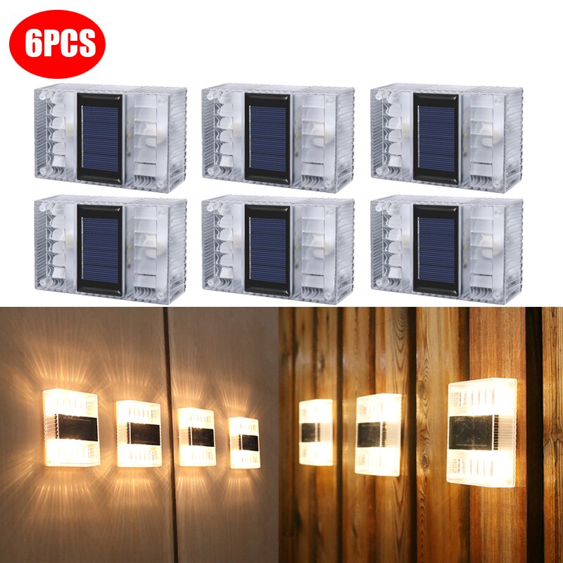 Outdoor IP65 Waterproof Solar Powerd Transparent LED ABS Wall Light Home Courtyard Garden Corridor Decorative Lights