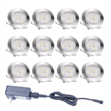 10Pcs Recessed LEDs Deck Lights DC12V Low Voltage IP67 Waterproof In-ground Lamp Landscape Light for Yard Garden Pathway Stairs