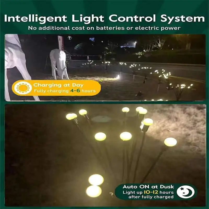 10 LED Solar Firefly Light - Swaying Outdoor Fairy Light for Garden, Lawn & Courtyard Decor