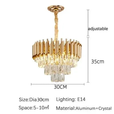 Home Appliance Crystal Ceiling Chandelier Luxury Dining Room Pendant Lamp Modern New Living Room Decor LED Bedroom Hanging Light