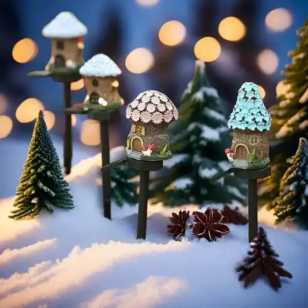 Creative Solar Resin Mushroom House Light - Waterproof Outdoor Garden Decor