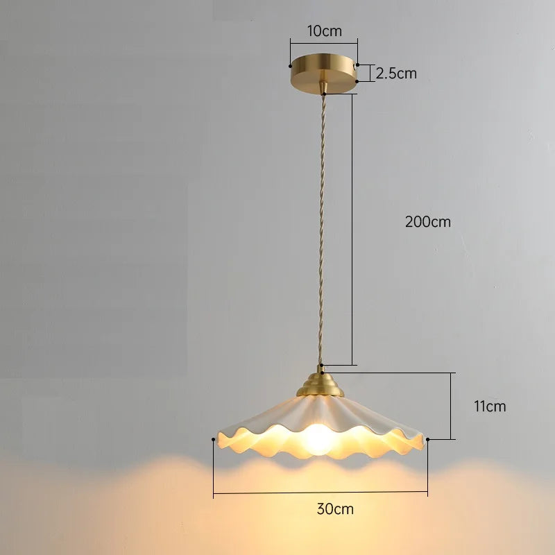 30cm White Ceramic LED Pendant Light - Modern Nordic & Japanese Style Hanging Ceiling Lamp Fixture for Bedroom, Dining Table & Living Room